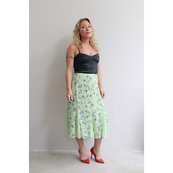 1990's Vintage April Cornell Spring Florals Skirt // Women's Medium to Large - Picture 11 of 11